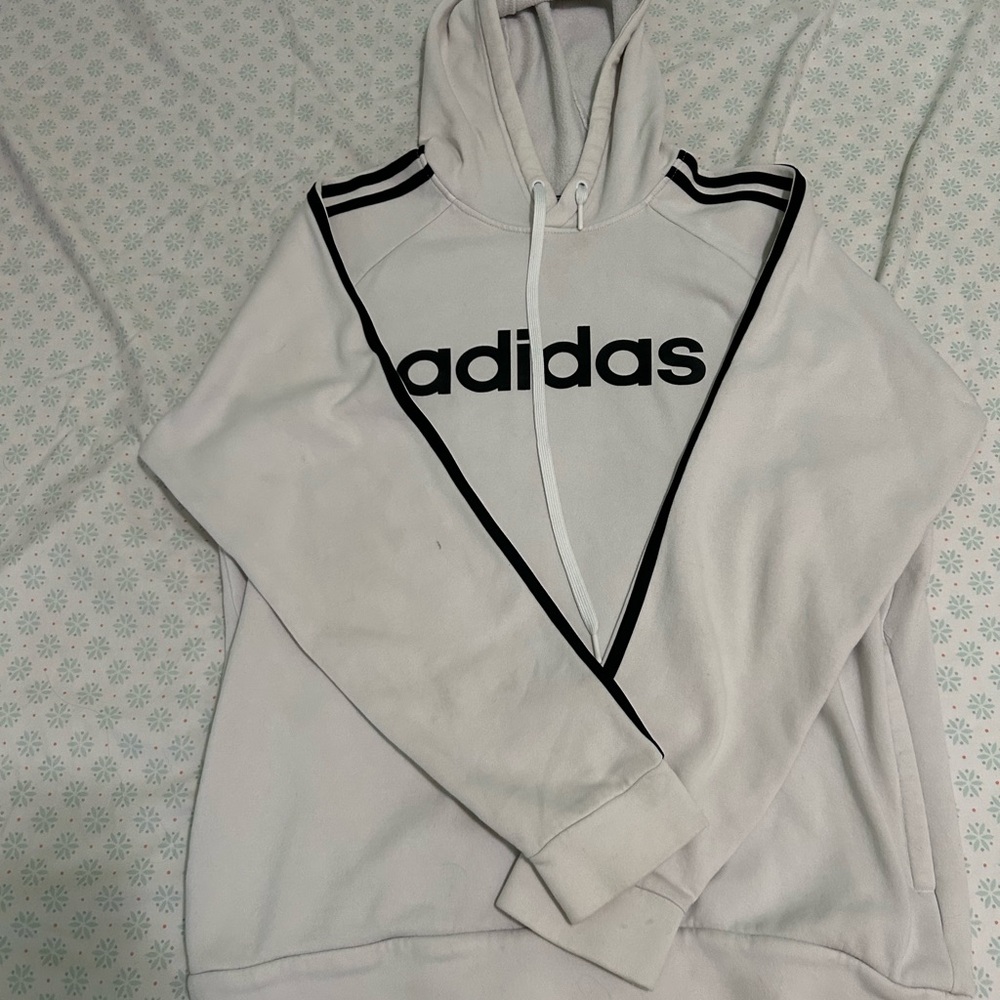 Adidas Cream Hoodie with Black Label